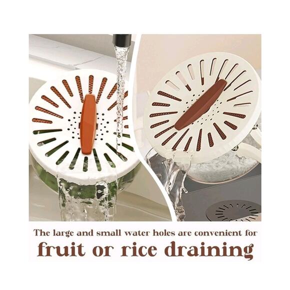 Large Multifunctional Fruit Washing Bowl with Lid Fruit Strainer Container Drain - Picture 3 of 9